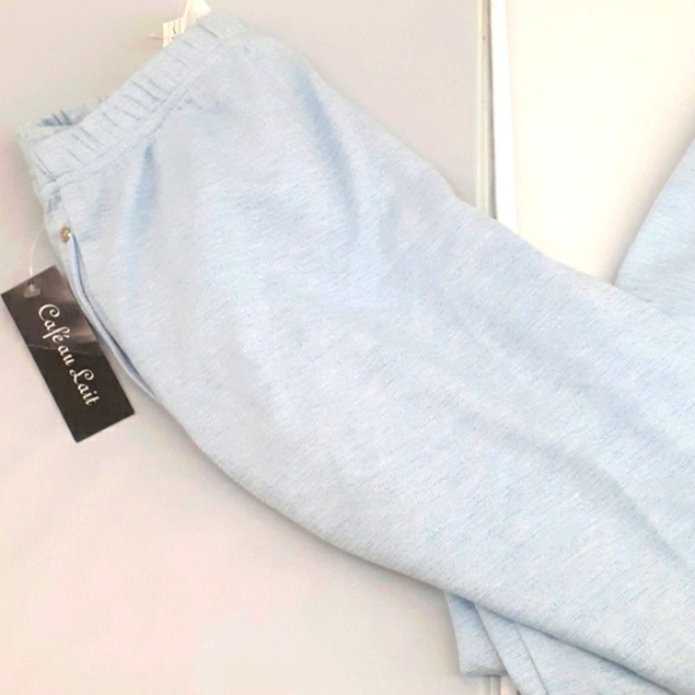 CAFE AU LAIT BABY BLUE Cotton blend Casual pants NEW $60 size G/ L